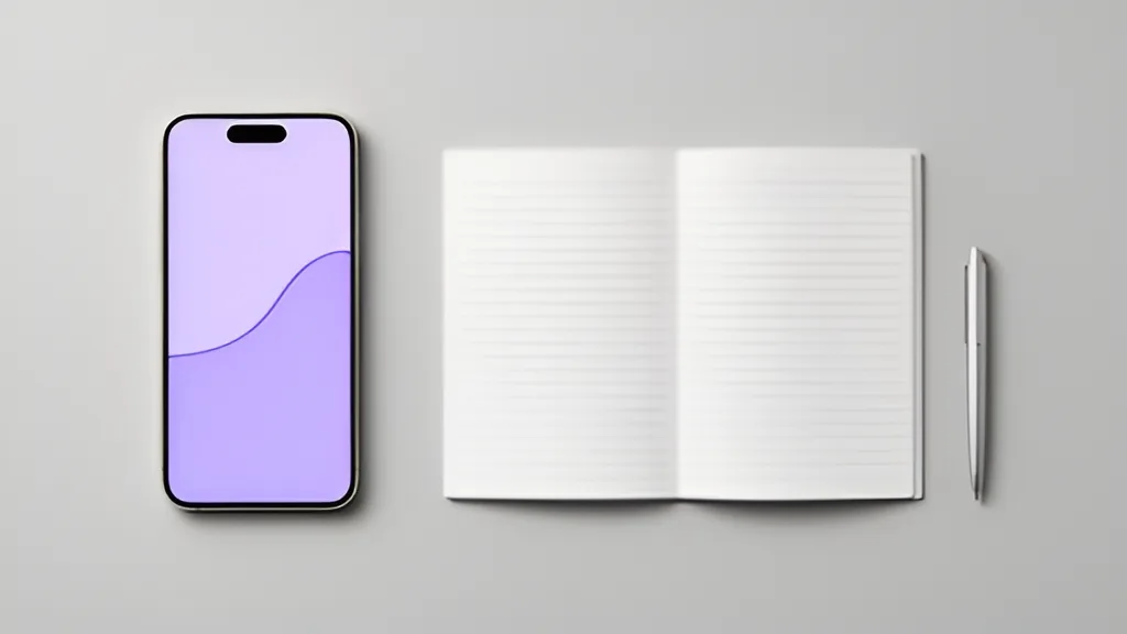 Celular deitado com um gráfico de linha crescente na tela ao lado de uma agenda aberta e uma caneta